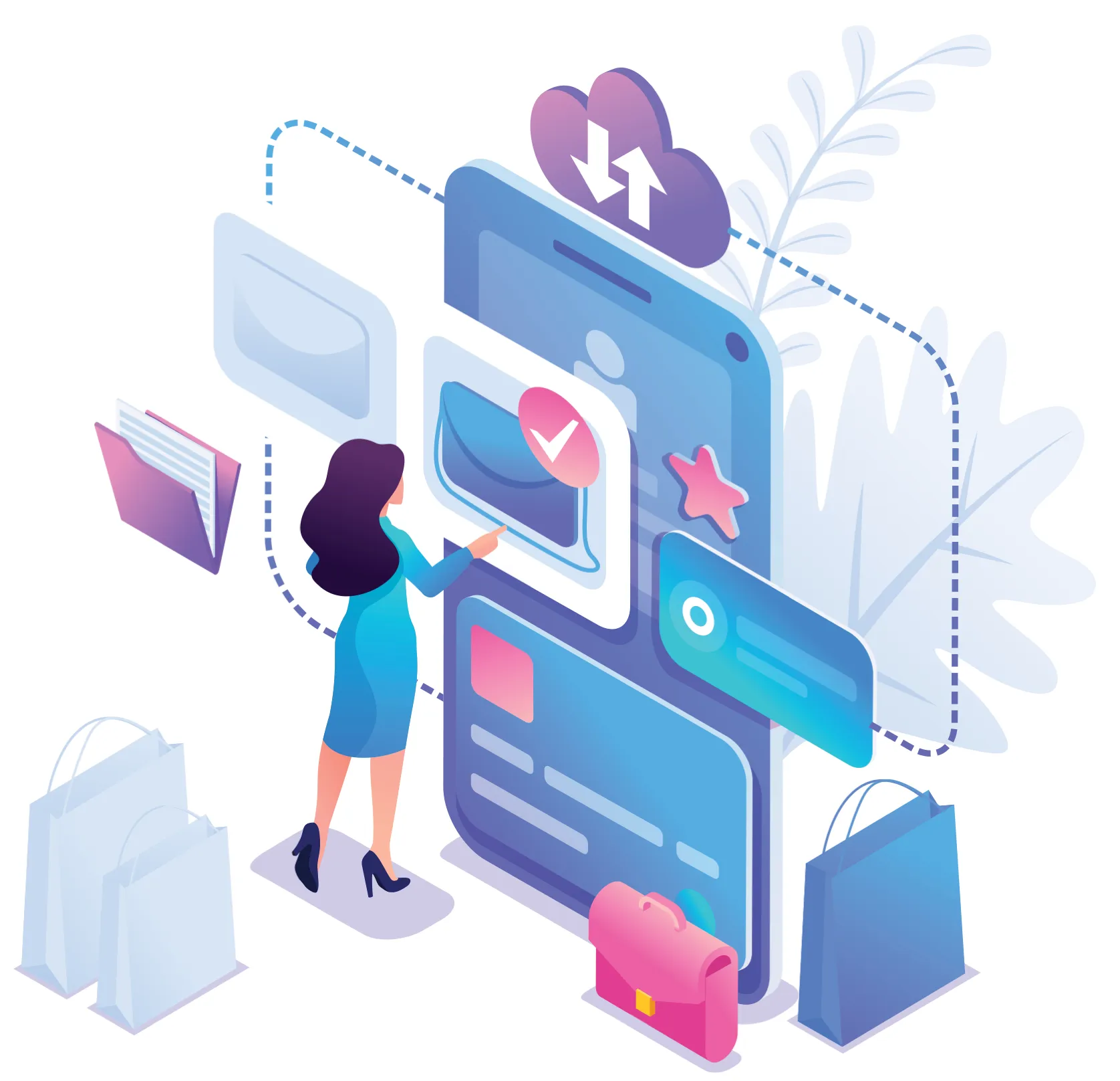 a young woman using a big touch screen in the voting center